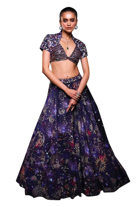 Buy Ohaila Khan Multi Color Organza, Tulle, Polyester Andromeda Hand Embellished Lehenga Set Buy_Ohaila Khan_Multi Color Organza, Tulle, Polyester Andromeda Hand Embellished Lehenga Set