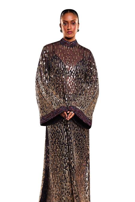 Buy Ohaila Khan Blue Organza, Polyester, Polyamide Sequins, Embellished Kaftan Bell Bottom Set Online at Aza Fashions Buy_Ohaila Khan_Blue Organza, Polyester, Polyamide Sequins, Embellished Kaftan Bell Bottom Set _Online_at_Aza_Fashions