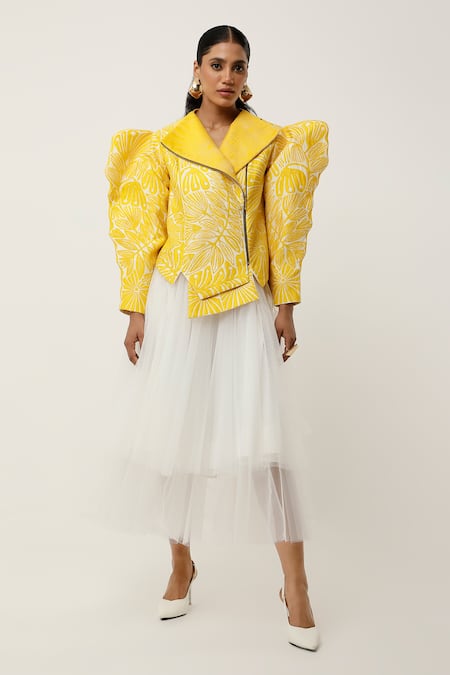 Jajaabor Floral Cutwork Asymmetric Jacket 