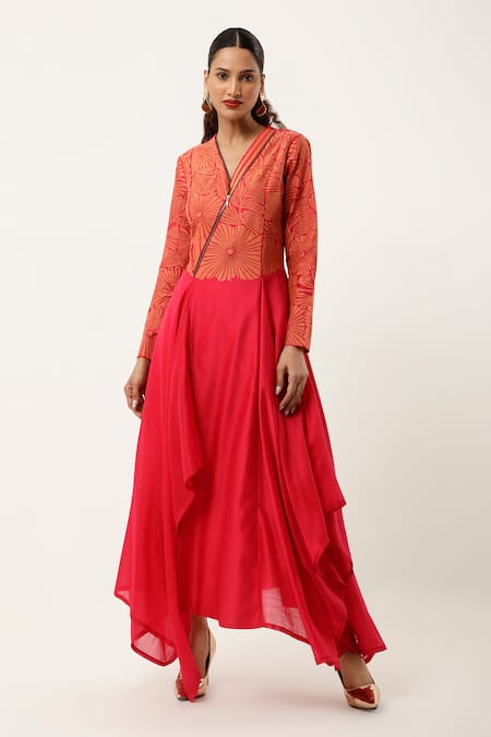 Jajaabor Floral Cutwork Kurta With Pant 