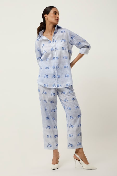 Jajaabor Scooter Print Shirt With Pant 