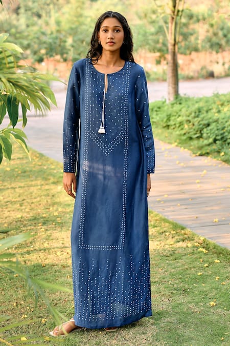 Grassroot By Anita Dongre Coast Handcrafted Bandhani Print Kaftan 