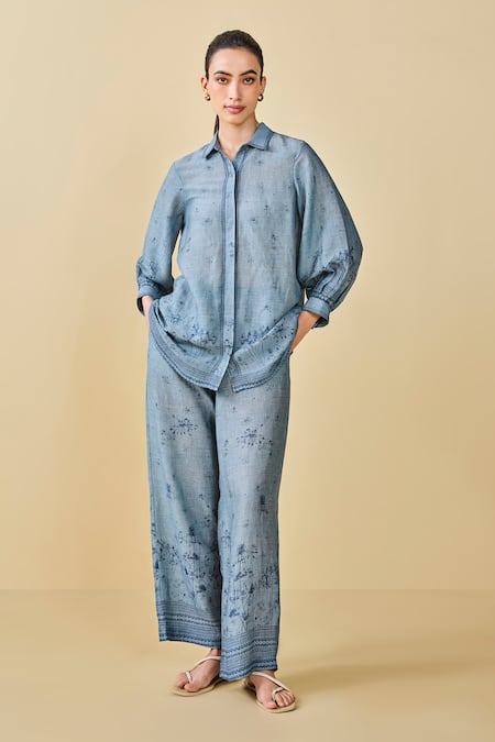 Grassroot By Anita Dongre Pond Blossom Printed Shirt & Pant Set 