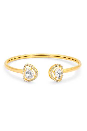Shop Mirelle Gold Plated Imitation Diamonds Radia Polki Moissanite Embellished Bracelet at Aza Fashions Shop_Mirelle_Gold Plated Imitation Diamonds Radia Polki Moissanite Embellished Bracelet_at_Aza_Fashions