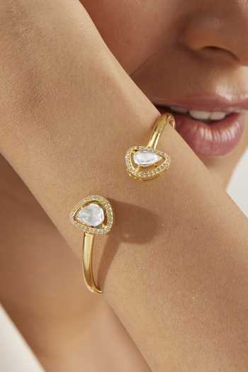 Mirelle Gold Plated Imitation Diamonds Radia Polki Moissanite Embellished Bracelet Online at Aza Fashions Mirelle_Gold Plated Imitation Diamonds Radia Polki Moissanite Embellished Bracelet_Online_at_Aza_Fashions