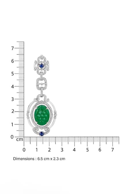 Buy_Mirelle_Green Crystals Harper Floral Carved Danglers _Online_at_Aza_Fashions