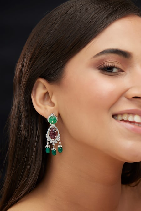 Mirelle Bhumi Moissanite Polki Stone Embellished Earrings 