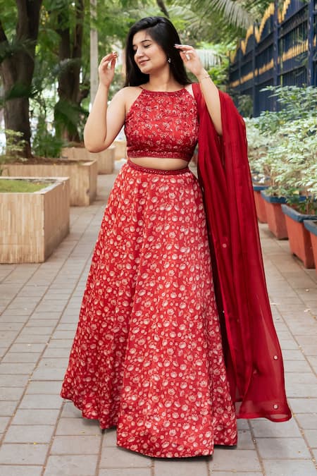 Essay by Sumedha Agrawal Floral Print Lehenga Set 