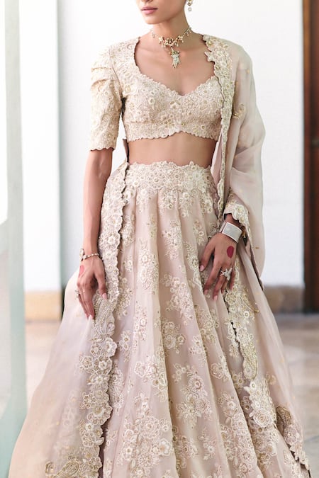Buy Mrunalini Rao Ivory Silk, Organza Pearls, Zari Sweetheart Dakshayani Embroidered Lehenga Set Online at Aza Fashions Buy_Mrunalini Rao_Ivory Silk, Organza Pearls, Zari Sweetheart Dakshayani Embroidered Lehenga Set _Online_at_Aza_Fashions