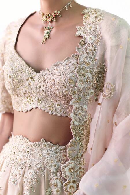 Mrunalini Rao Ivory Silk, Organza Pearls, Zari Sweetheart Dakshayani Embroidered Lehenga Set at Aza Fashions Mrunalini Rao_Ivory Silk, Organza Pearls, Zari Sweetheart Dakshayani Embroidered Lehenga Set _at_Aza_Fashions