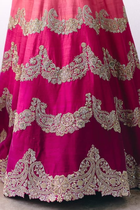 Mrunalini Rao_Orange Silk Pearls, Zari, Embroidery V-neck Akshi Waistcoat And Lehenga Set _Online_at_Aza_Fashions