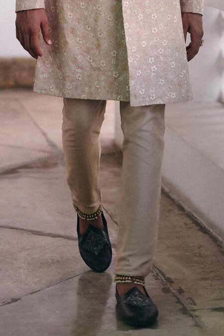Mrunalini Rao Beige Silk Embroidery Sambhuya Floral Sherwani Set Online at Aza Fashions Mrunalini Rao_Beige Silk Embroidery Sambhuya Floral Sherwani Set _Online_at_Aza_Fashions