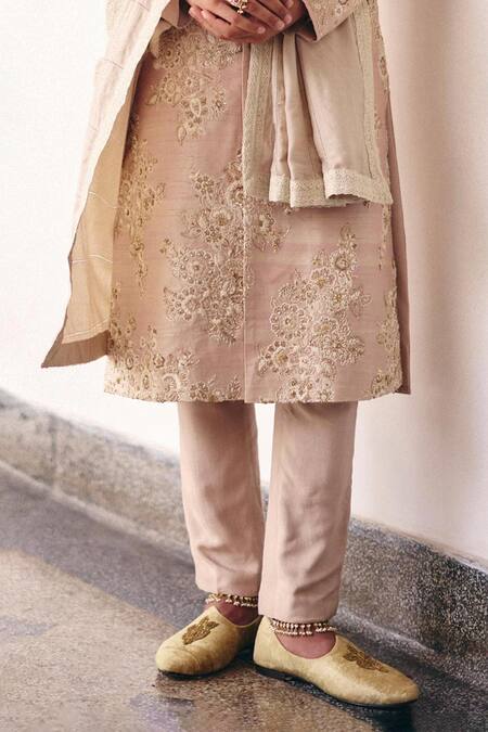 Mrunalini Rao Beige Silk Embroidery Yuvin Raw Floral Sherwani Set Online at Aza Fashions Mrunalini Rao_Beige Silk Embroidery Yuvin Raw Floral Sherwani Set _Online_at_Aza_Fashions