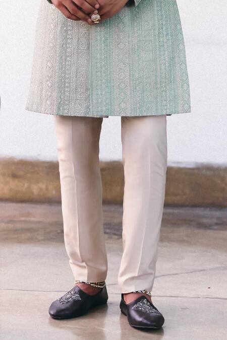 Shop_Mrunalini Rao_Blue Silk Embroidery Varenya Sherwani Pant Set _Online_at_Aza_Fashions