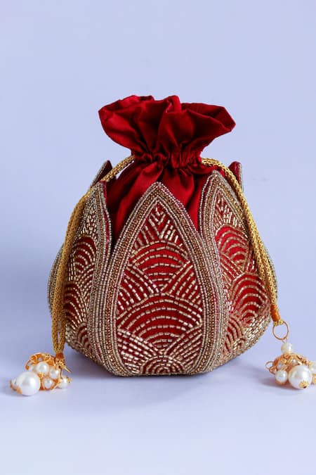 The Tan Clan Hasta Lotus Embroidered Potli 