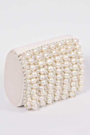 Shop_The Tan Clan_White Pearls, Crystals Jade Embroidered Bag _Online_at_Aza_Fashions