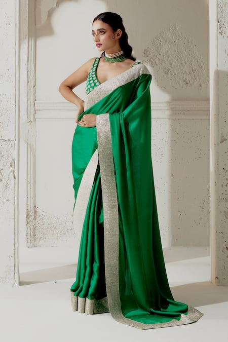 Ranian Silk Satin Saree With Blouse 