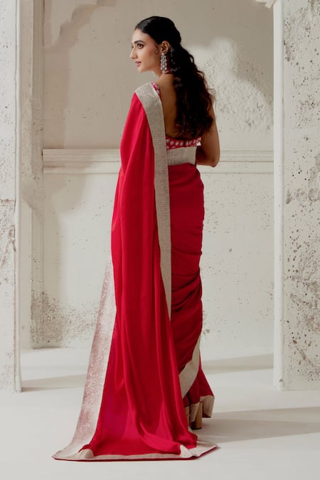 Ranian Silk Satin Woven Border Saree With Blouse 