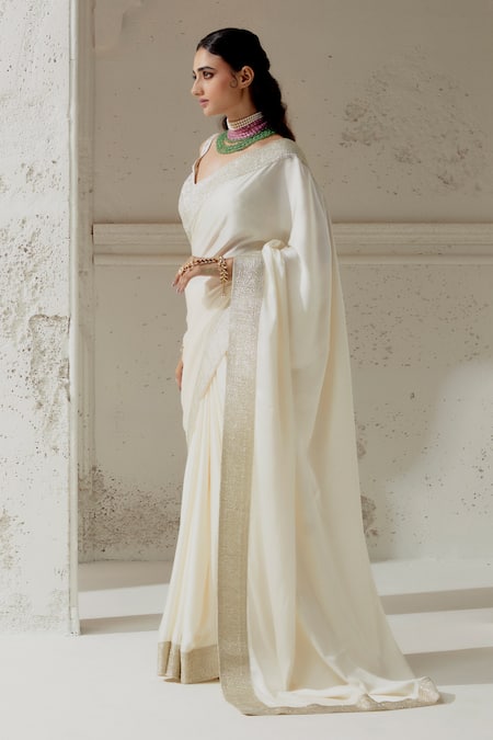 Ranian Woven Gota Border Saree With Embroidered Blouse 