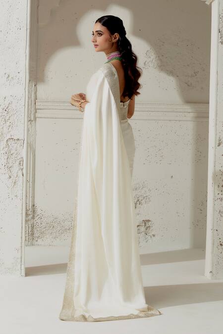 Ranian Woven Gota Border Saree With Embroidered Blouse 