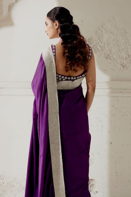 Ranian Silk Satin Gota Border Saree With Blouse 