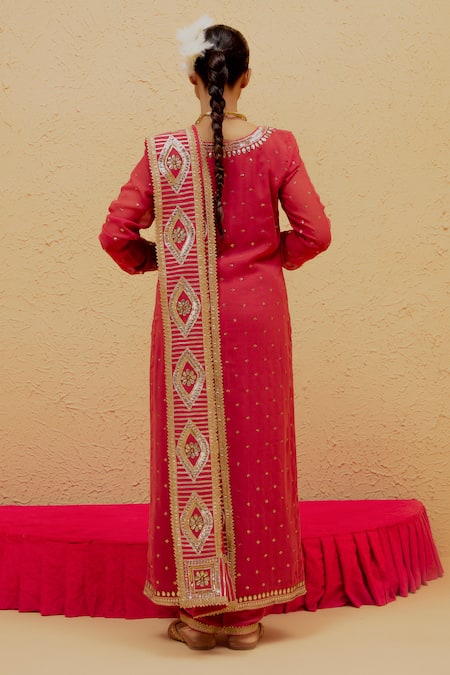 Ranian Long Gota Embroidered Kurta Pant Set 