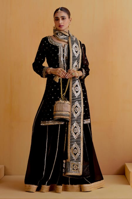 Ranian Gota Patti Embroidered Kurta Lehenga Set 