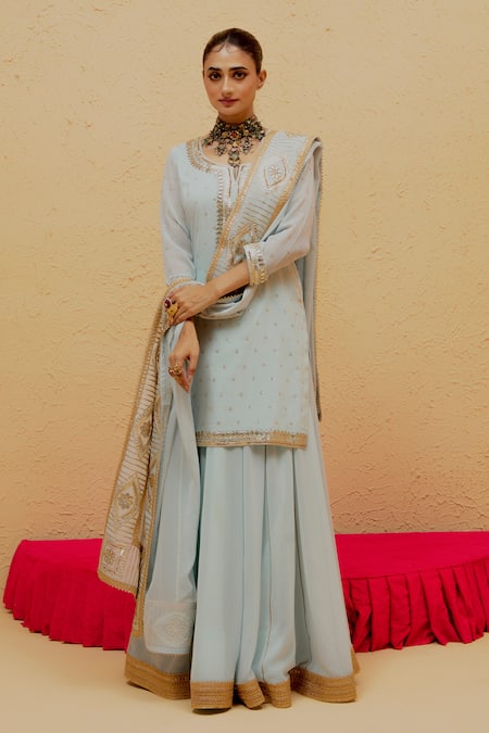 Ranian Gota Embroidered Kurta Lehenga Set 