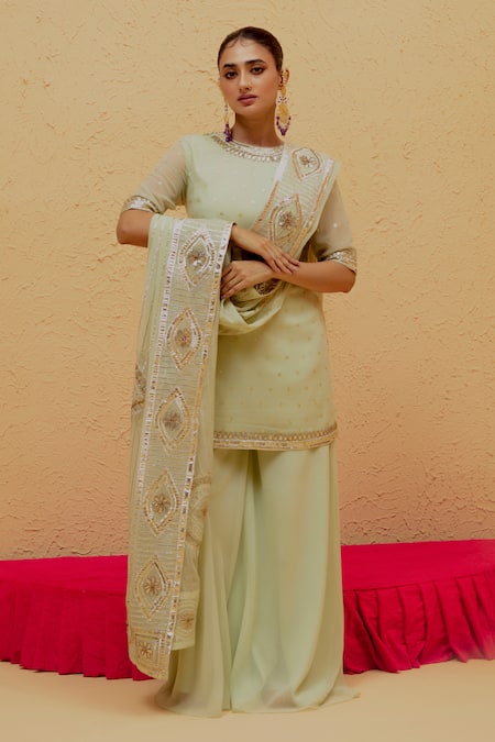 Ranian Gota Embroidered Short Kurta Sharara Set 