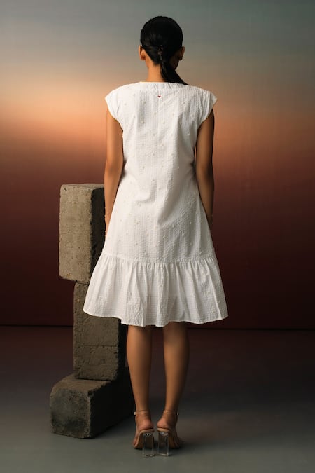 Karishma Kajaria Floral Embroidered Stripe Dress 