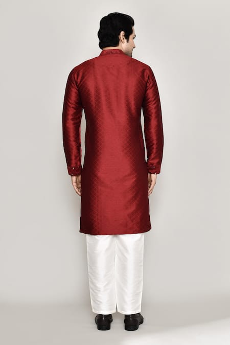 Shop Arihant Rai Sinha Maroon Silk Mirrors Work Kurta And Pant Set at Aza Fashions Shop_Arihant Rai Sinha_Maroon Silk Mirrors Work Kurta And Pant Set _at_Aza_Fashions