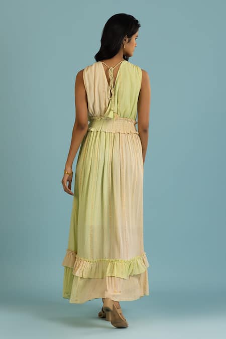 Label Reyya Sequin Applique Work Tiered Dress 