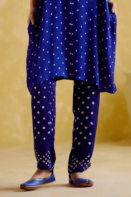 5elements Blue Modal, Satin Beads, Indrina Neckline Embroidered Tunic And Draped Pant Set Online at Aza Fashions 5elements_Blue Modal, Satin Beads, Indrina Neckline Embroidered Tunic And Draped Pant Set _Online_at_Aza_Fashions