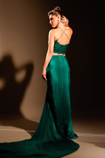 Anshika Tak Label Pre-Draped Saree With Stone Work Blouse 