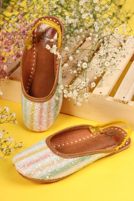 Buy_Hello JR_Silver Crystal Embellished Mules _Online_at_Aza_Fashions