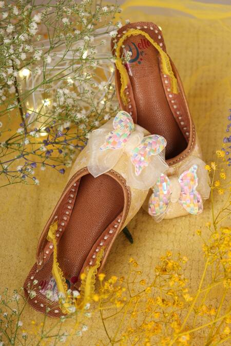 Buy Hello JR Yellow Hope Butterfly Applique Embellished Mules Online at Aza Fashions Buy_Hello JR_Yellow Hope Butterfly Applique Embellished Mules _Online_at_Aza_Fashions