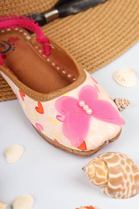 Hello JR_Pink Pearl Melody Sequin Applique Embellished Mules _Online_at_Aza_Fashions
