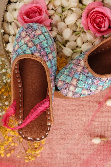 Hello JR Sapphire Sequin Embroidered Mules 