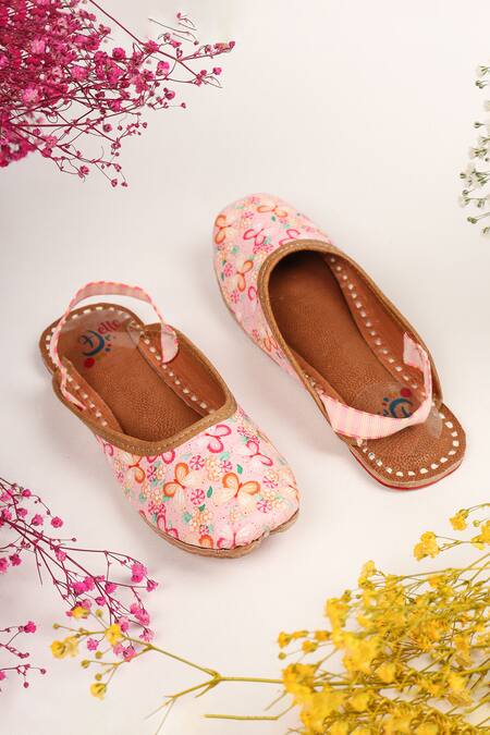 Shop_Hello JR_Pink Titli Print Mules _at_Aza_Fashions