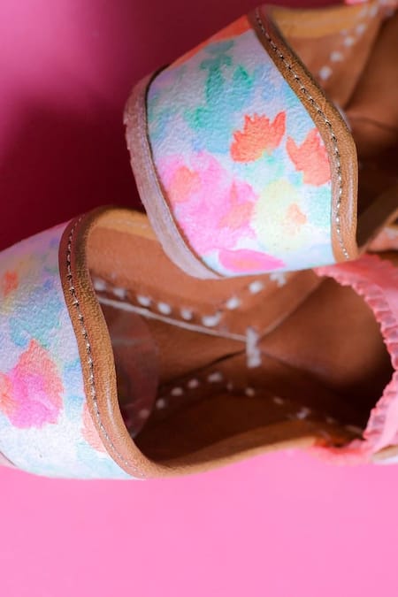 Hello JR_Blue Sequin Glory Butterfly Applique Embellished Juttis _Online_at_Aza_Fashions