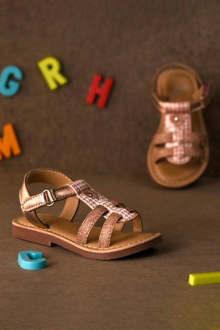 Hello JR_Pink Sparkle Herringbone Pattern Sandal _Online_at_Aza_Fashions