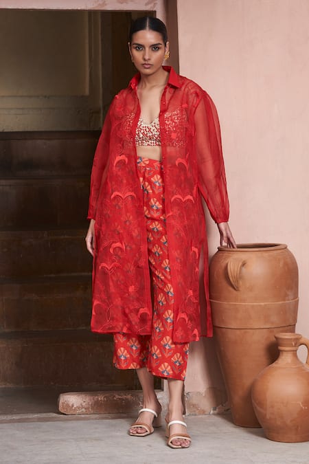 Archana Shah Embroidered Jacket Pant Set 