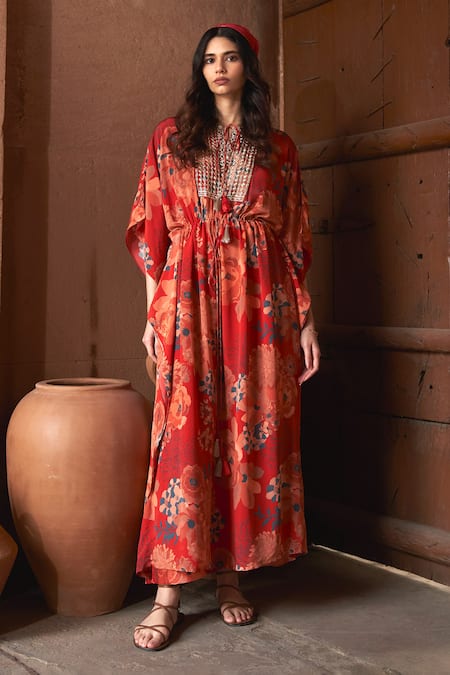 Archana Shah Moroccan Floral Print Kaftan 