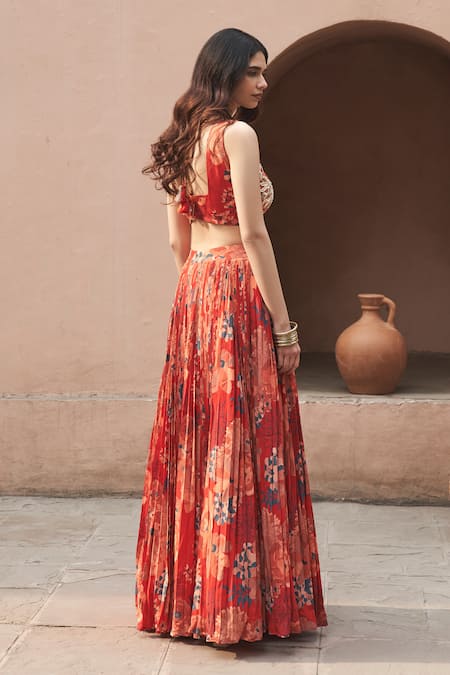 Archana Shah Moroccan Floral Print Lehenga Set 