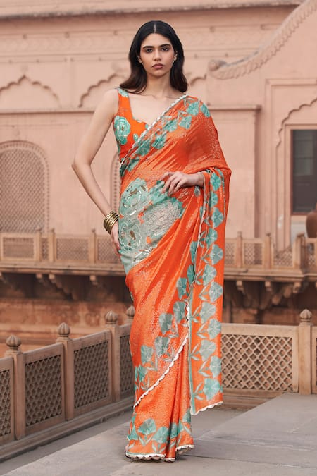 Archana Shah Floral Print Saree With Blouse 