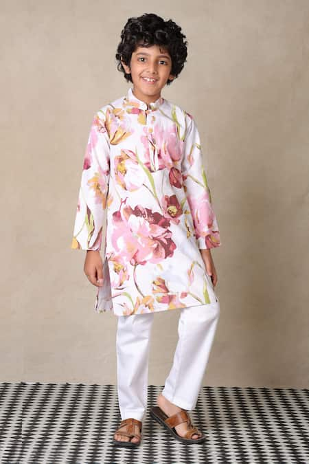 Anthrilo Blossom Print Kurta With Pyjama 