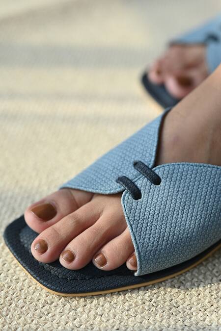 Shop Miraki Blue Textured Pattern Flats Online at Aza Fashions Shop_Miraki_Blue Textured Pattern Flats _Online_at_Aza_Fashions