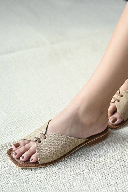 Miraki Beige Textured Pattern Flats at Aza Fashions Miraki_Beige Textured Pattern Flats _at_Aza_Fashions