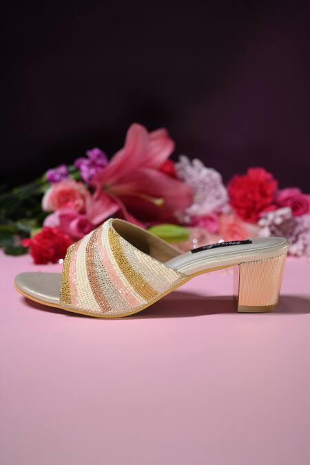 Miraki Bead Embroidered Block Heels 