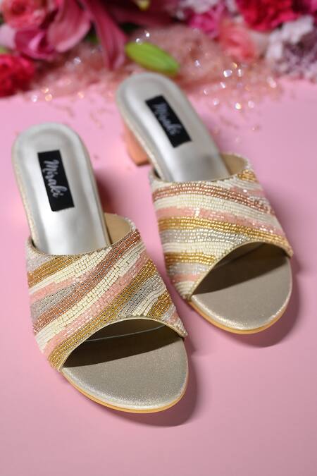 Miraki_Multi Color Bead Embroidered Block Heels _at_Aza_Fashions